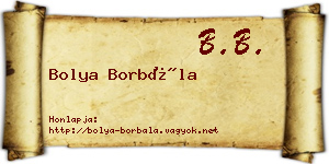 Bolya Borbála névjegykártya